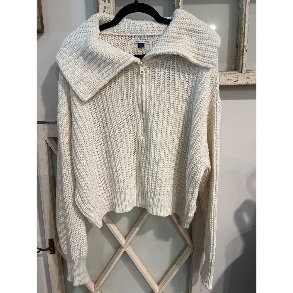 American Eagle size large cream colored cotton blend sweater